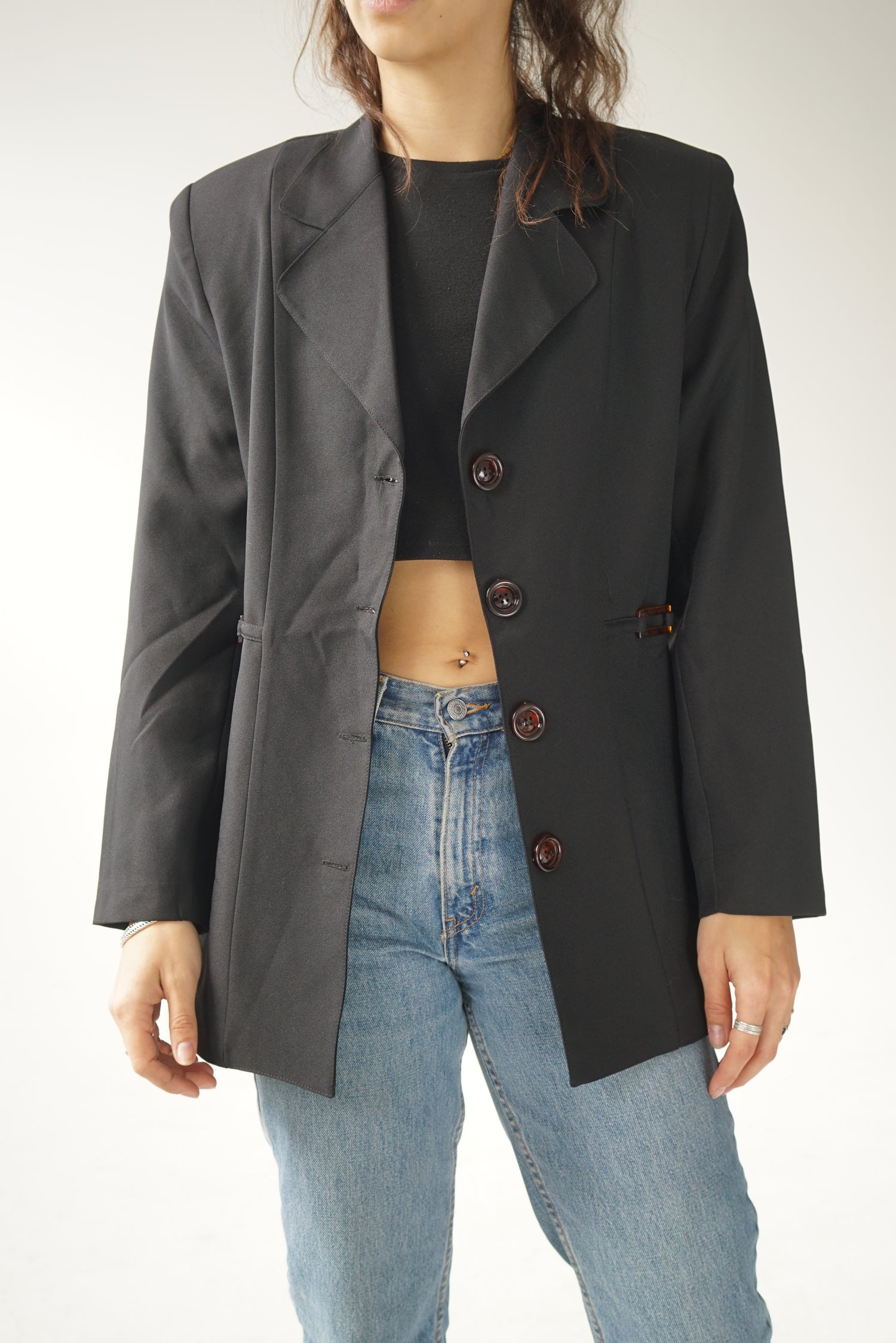 Cute black jacket with shoulder pad