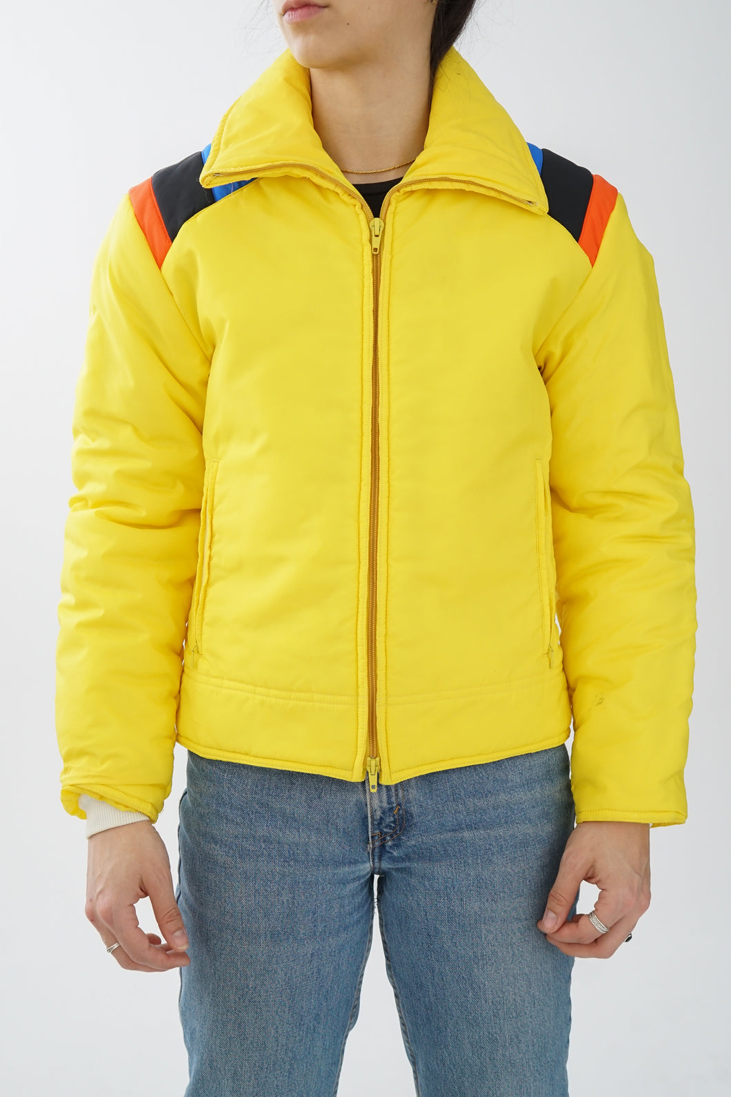 Manteau de ski vintage 70s Scandia Trading Co jaune unisex taille XS-S