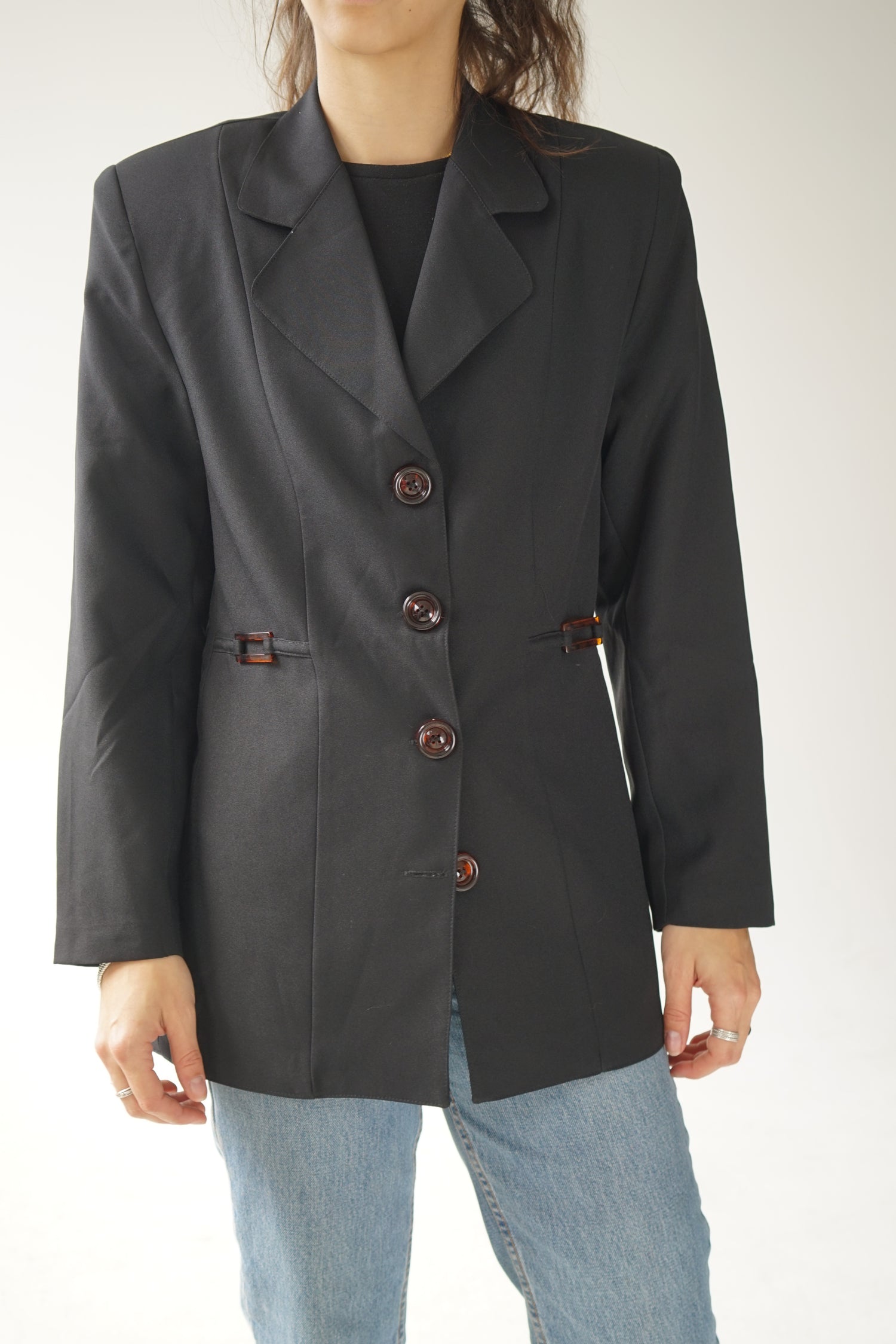 Cute black jacket with shoulder pad