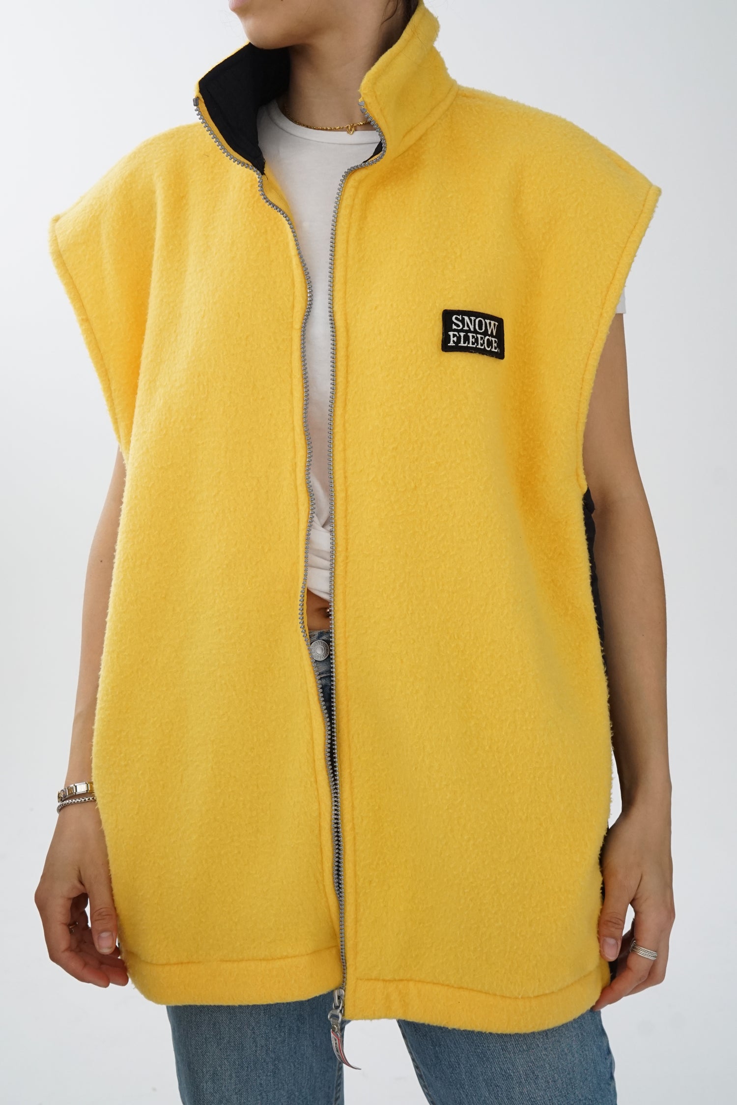 Snow Fleece sleeveless fleece jacket in yellow unisex size XL