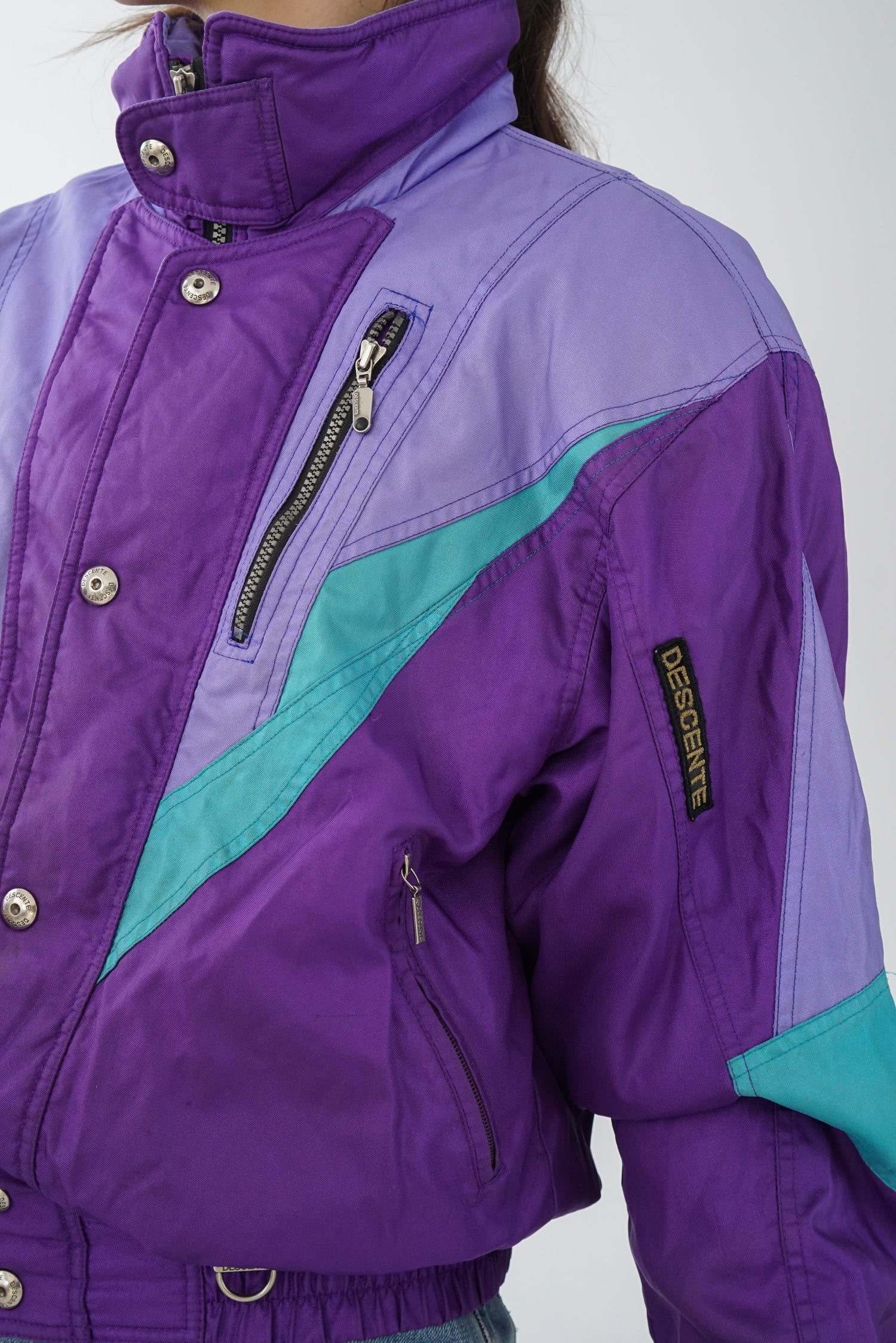 Manteau rétro 80s Descente mauve métallique pour homme taille S