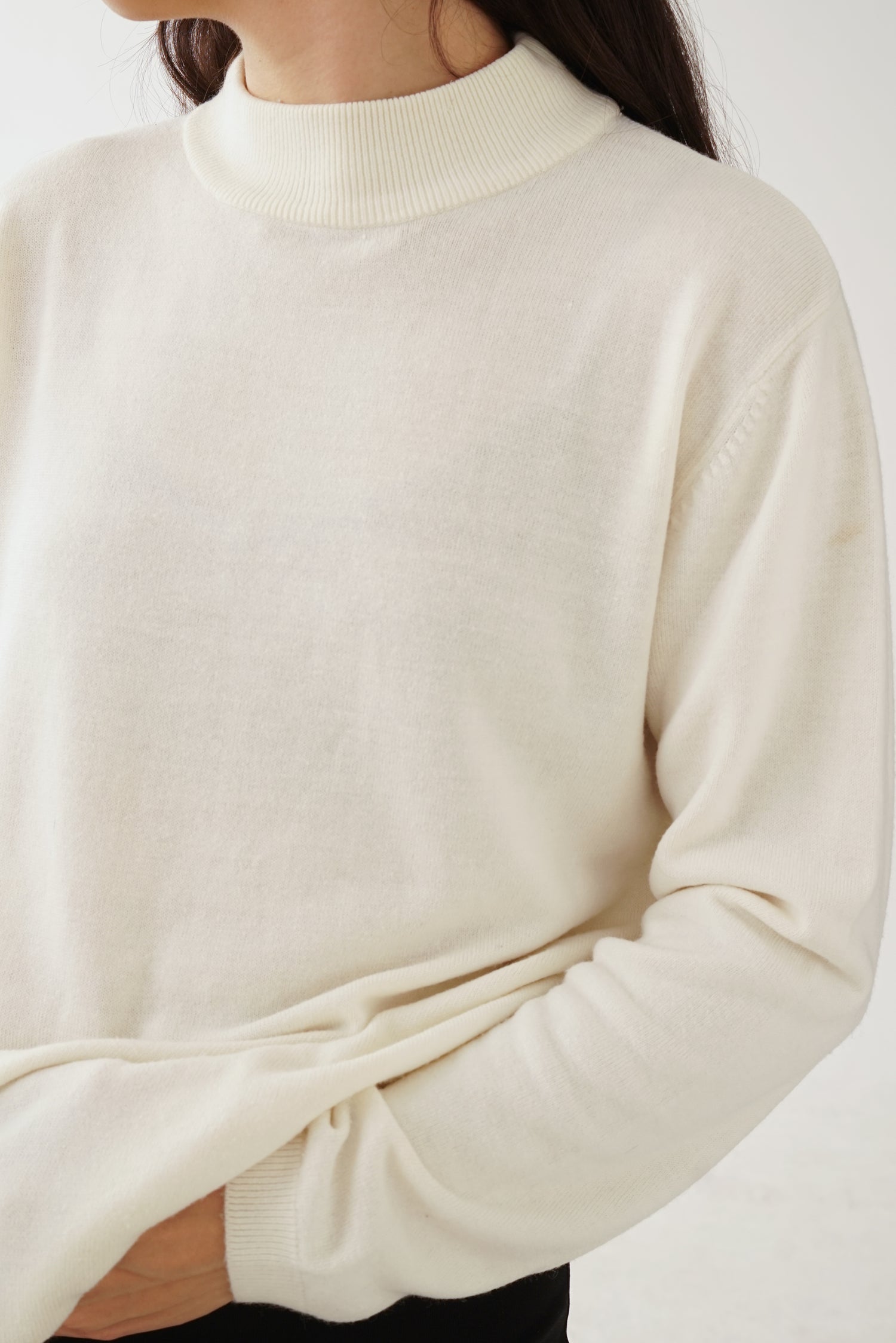 Chandail en acrylique à col rond Caribbean Pacific blanc crème unisexe taille L