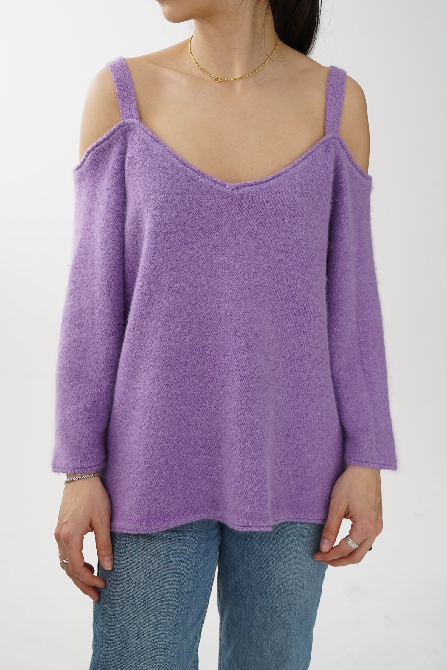 Chandail vintage funky lila pour femme taille M-L