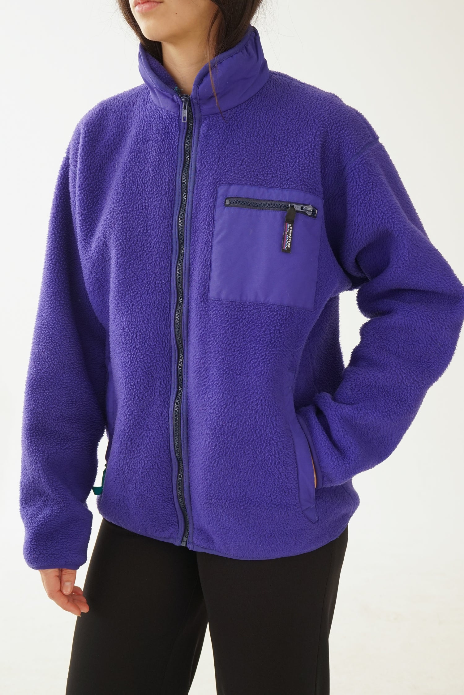 Veste polar vintage Patagonia bleu/mauve unisexe taille M