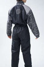 Load image into Gallery viewer, Vintage one piece AD Collection ski suit, black and grey snow suit unisex size M
