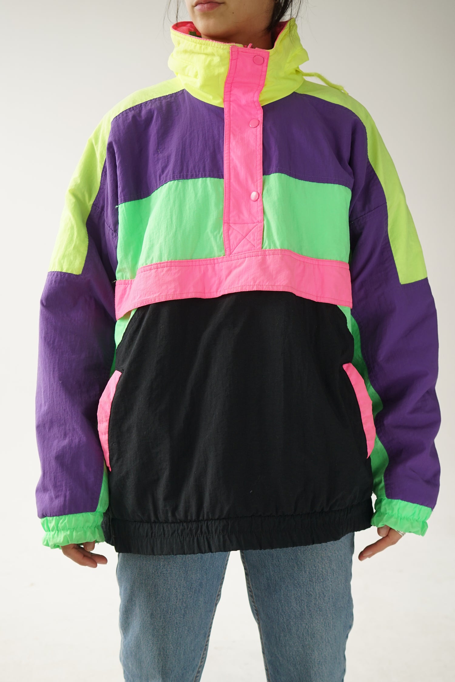 Manteau rétro fluo avec intérieur en polar S-M
