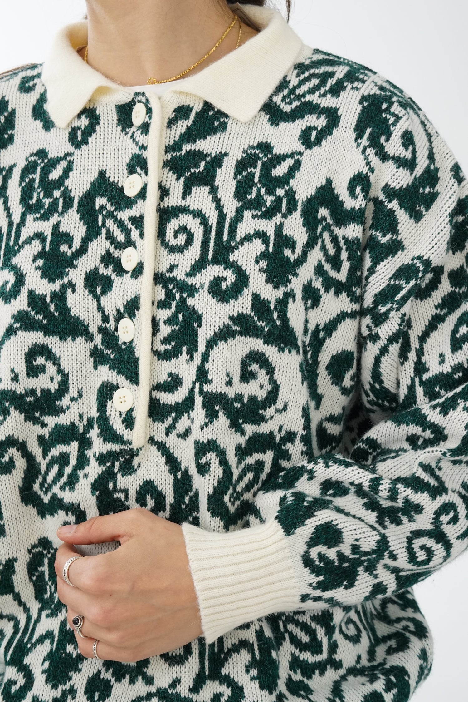 Le Passe Partout vintage wool polo sweater for women size M