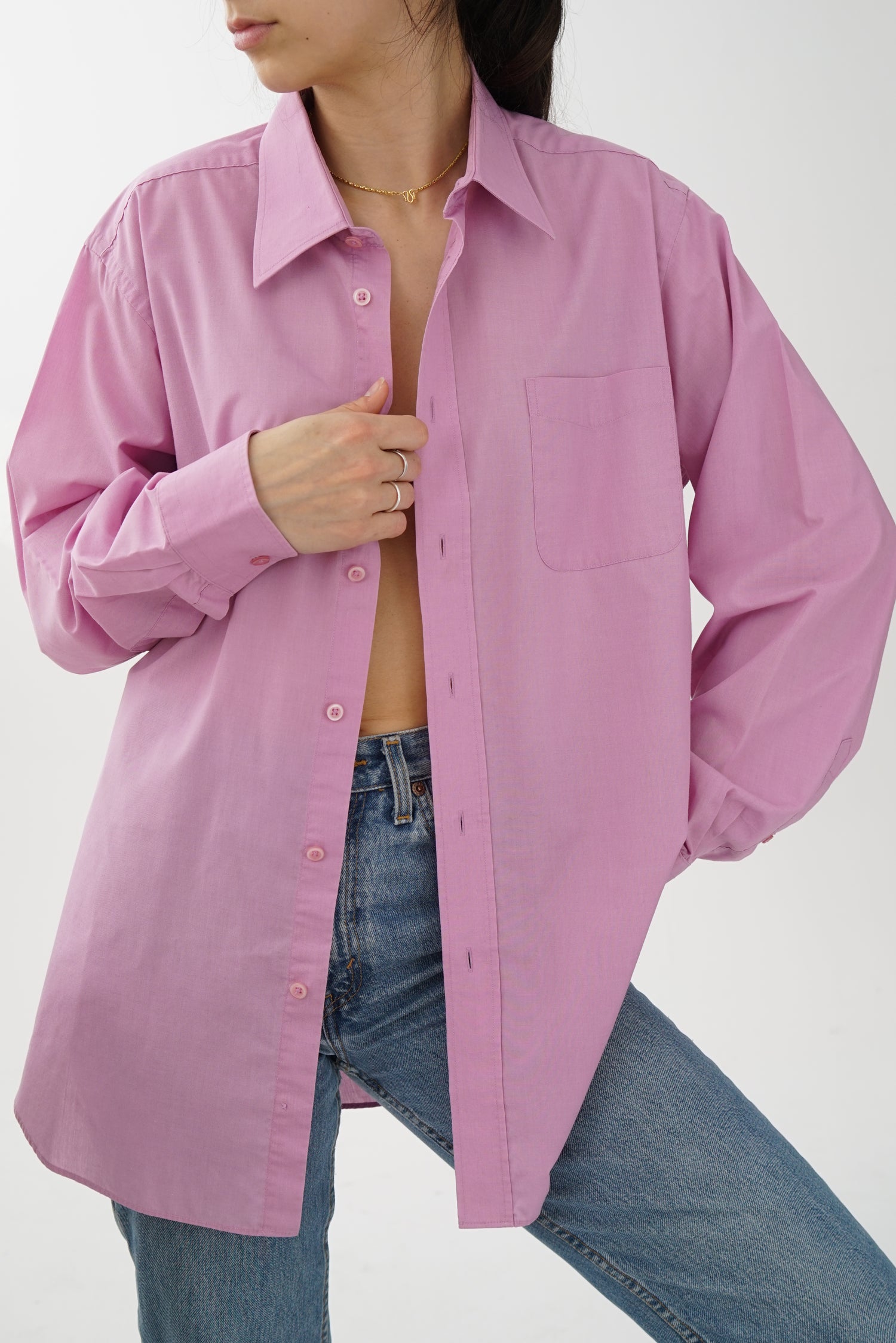 Chemise vintage lila pour femme taille S-M (Small homme)