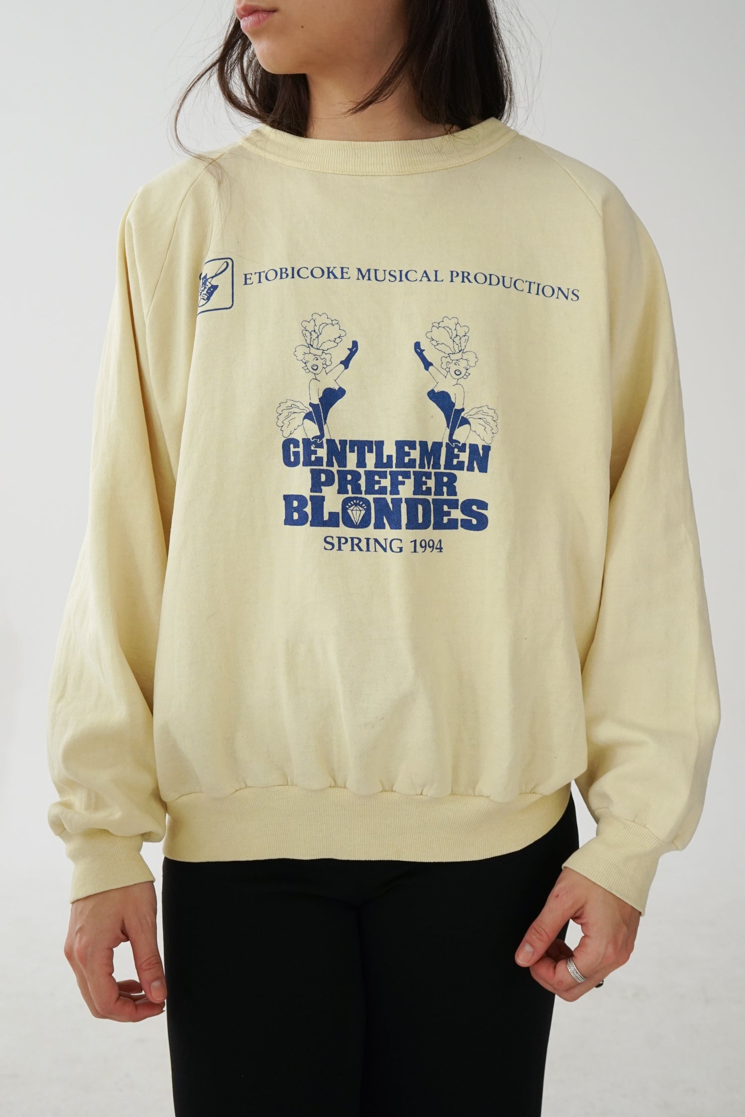 Chandail vintage 1994 Etobicoke Musical Productions "Gentlemen Prefer Blondes" unisexe taille M-L