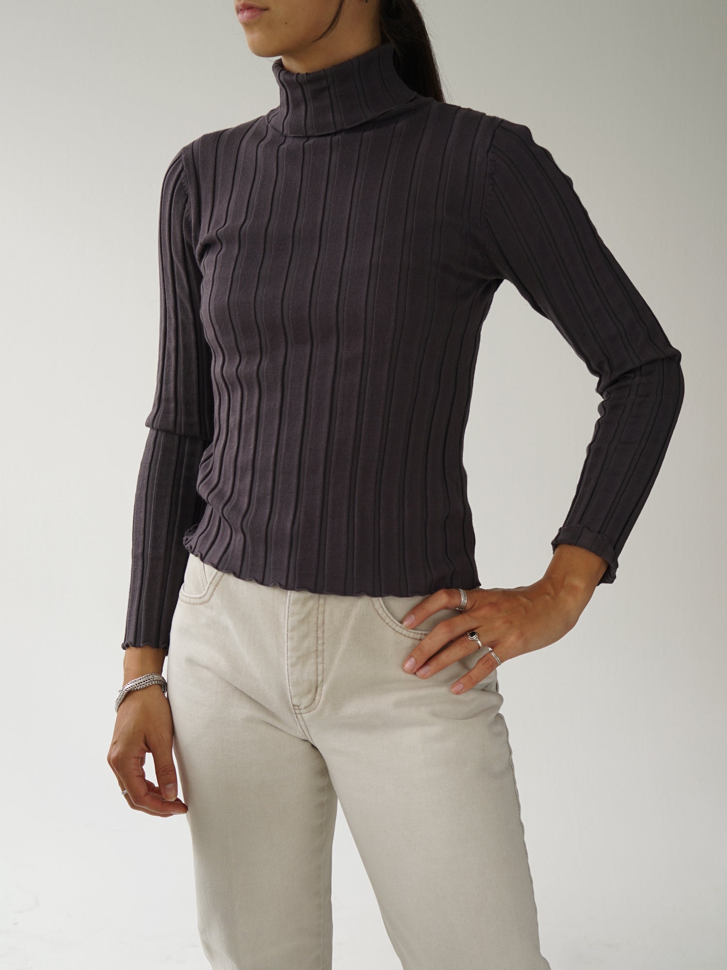 Col roulé moulant gris Nasswoman