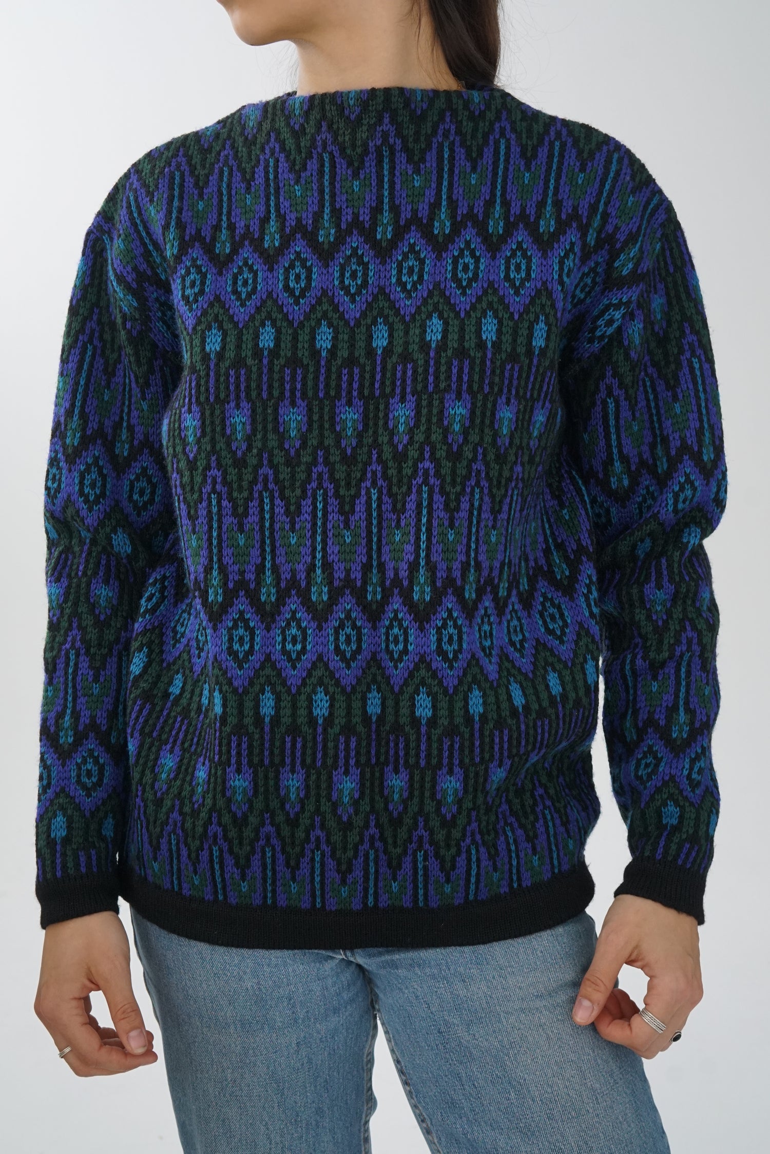 Chandail vintage en pure laine Norvy pour femme taille M-L