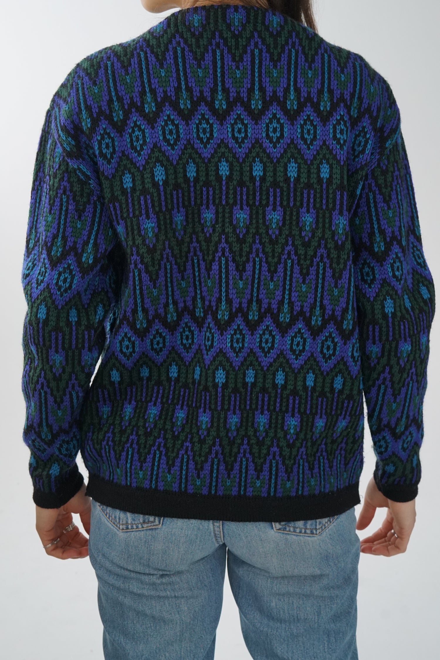 Chandail vintage en pure laine Norvy pour femme taille M-L