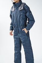 Load image into Gallery viewer, One piece Nils ski suit, metallic dark blue quality snow suit size 14
