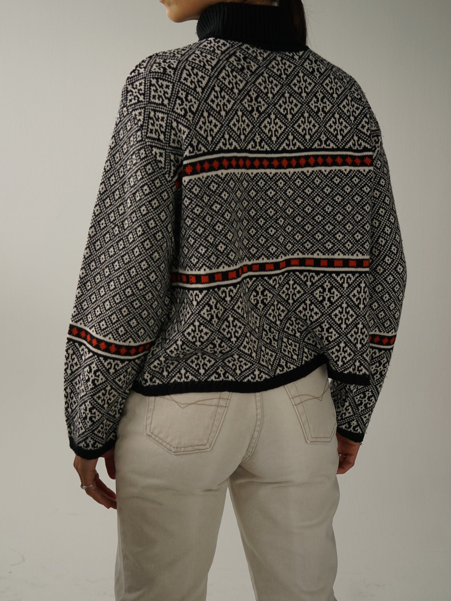 Black & white Simpatico turtleneck sweater Made in Canada