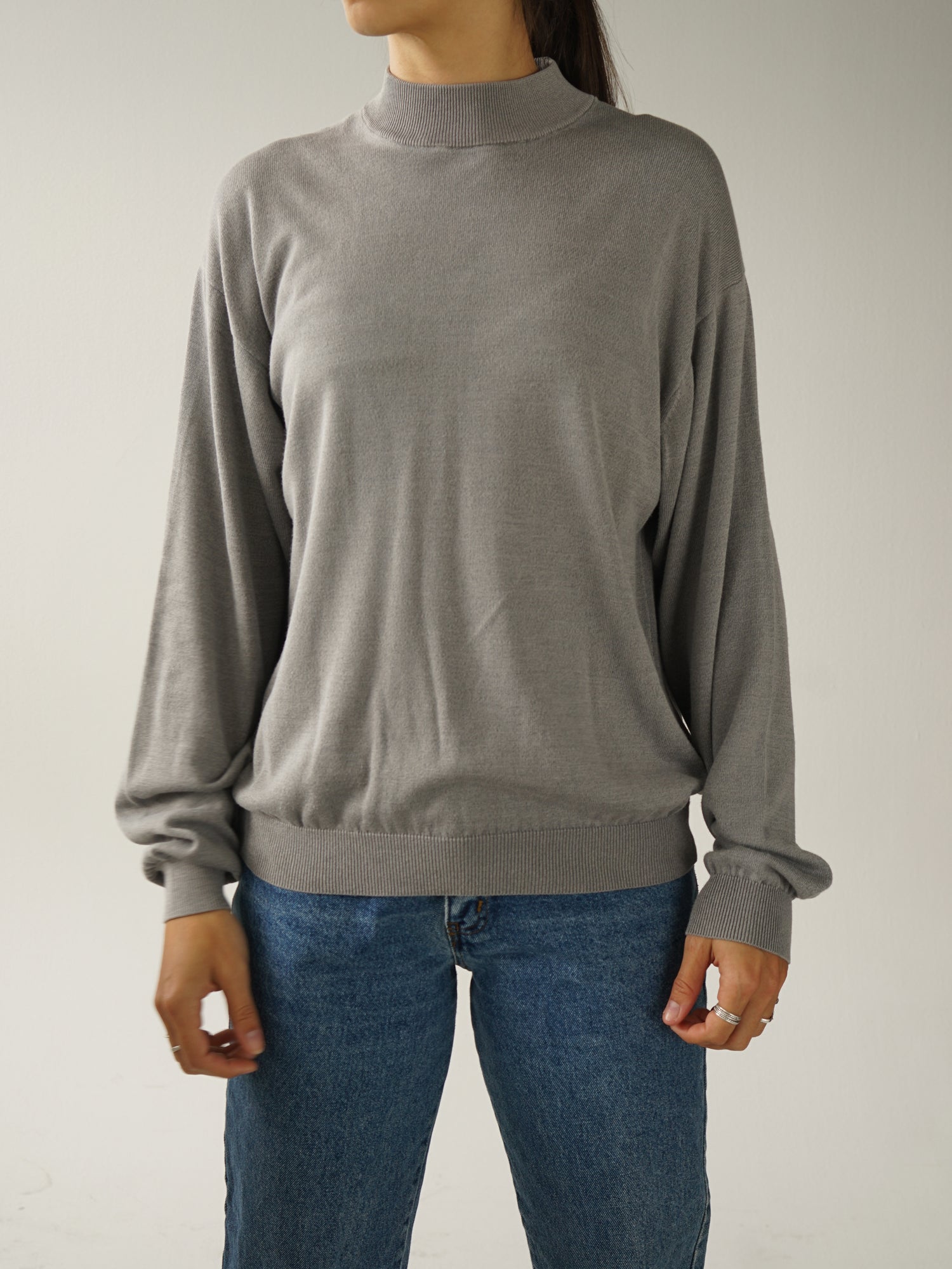 Silk and cotton grey turtleneck