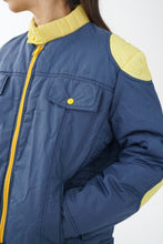 Charger l&#39;image dans la galerie, Manteau léger vintage 70s Ski Down bleu et jaune unisex M-L
