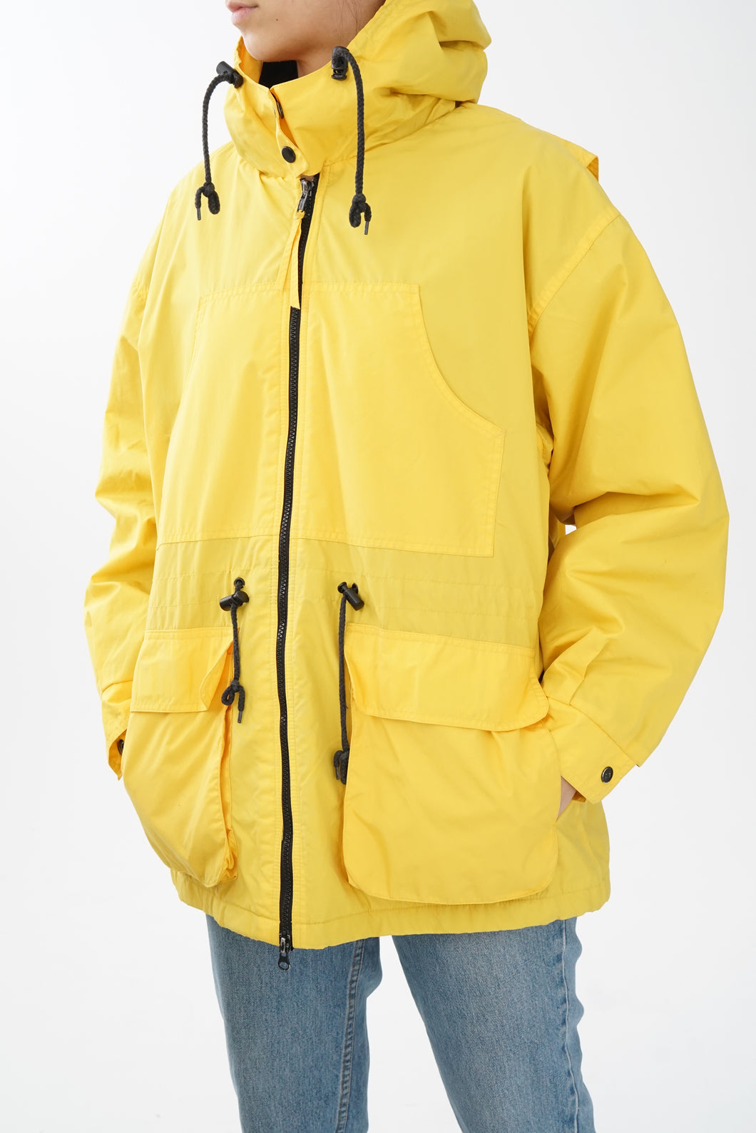 Manteau imperméable avec intérieur en polar jaune taille M