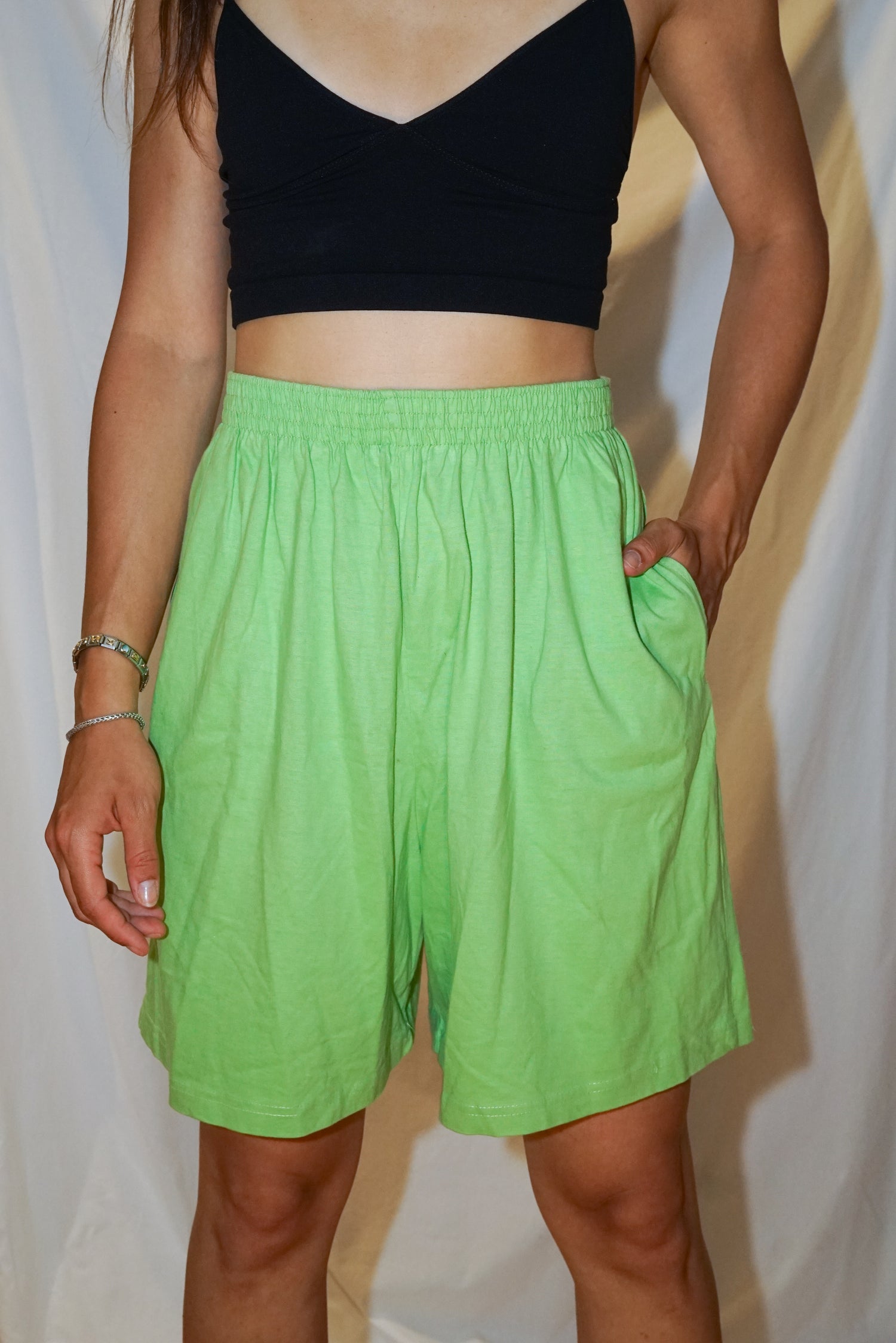 Short en coton Essential Elements vert pâle taille XL