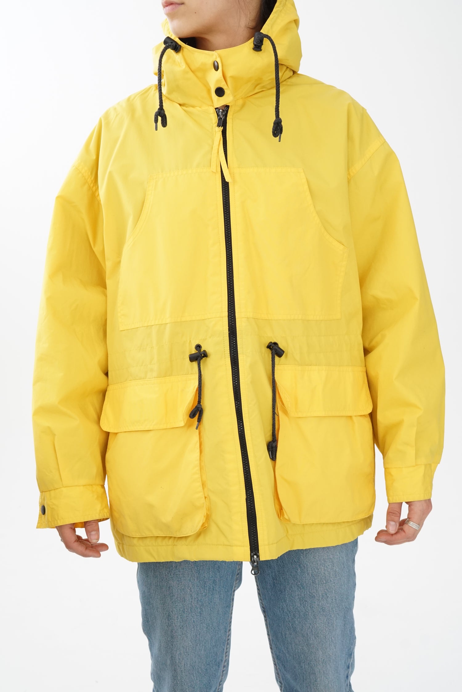 Manteau imperméable avec intérieur en polar jaune taille M