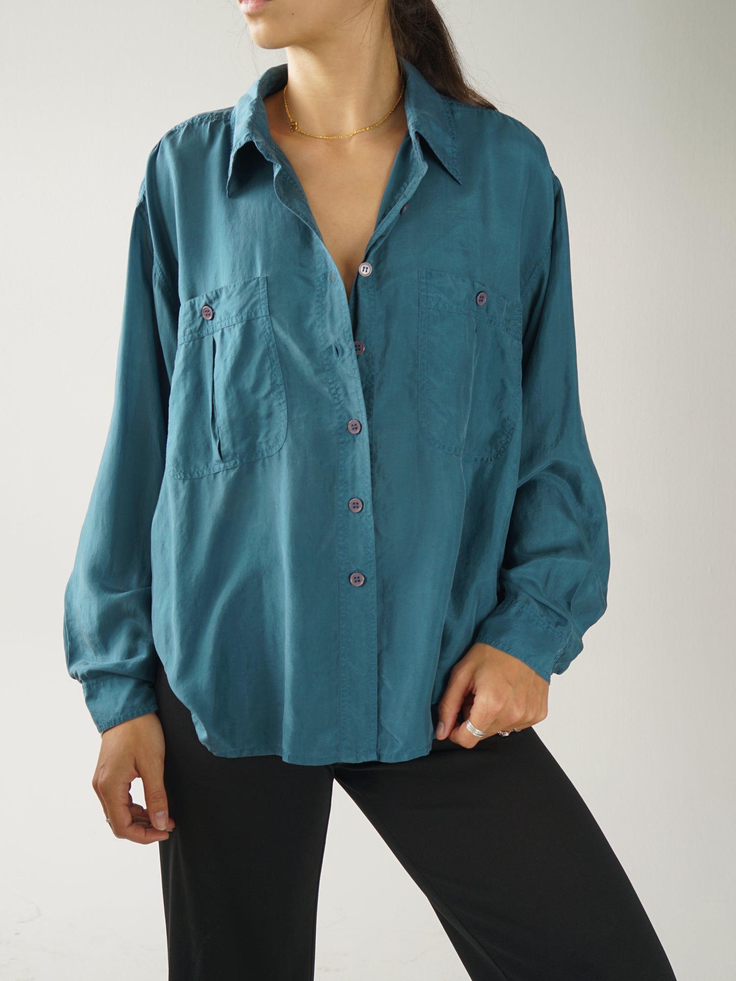 Le chateau blue silk shirt