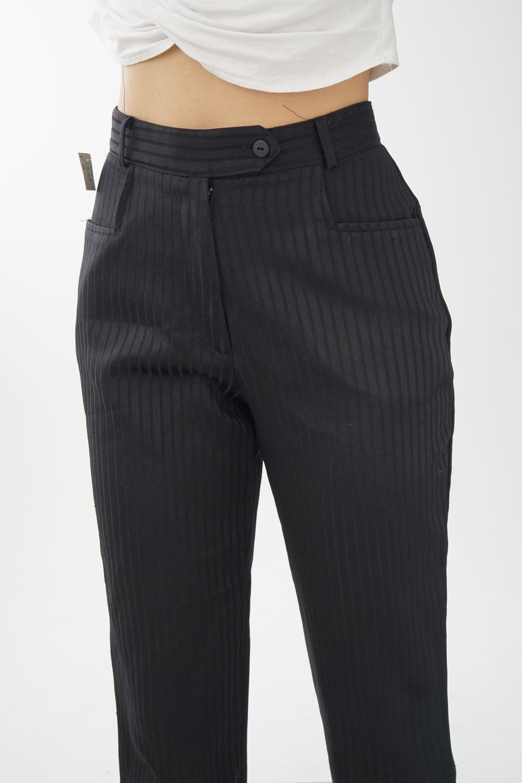 Pantalon noir à lignes Évidence taille haute pour femme taille 7 (S)