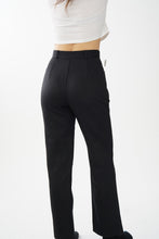 Load image into Gallery viewer, Pantalon noir à lignes Évidence taille haute pour femme taille 7 (S)
