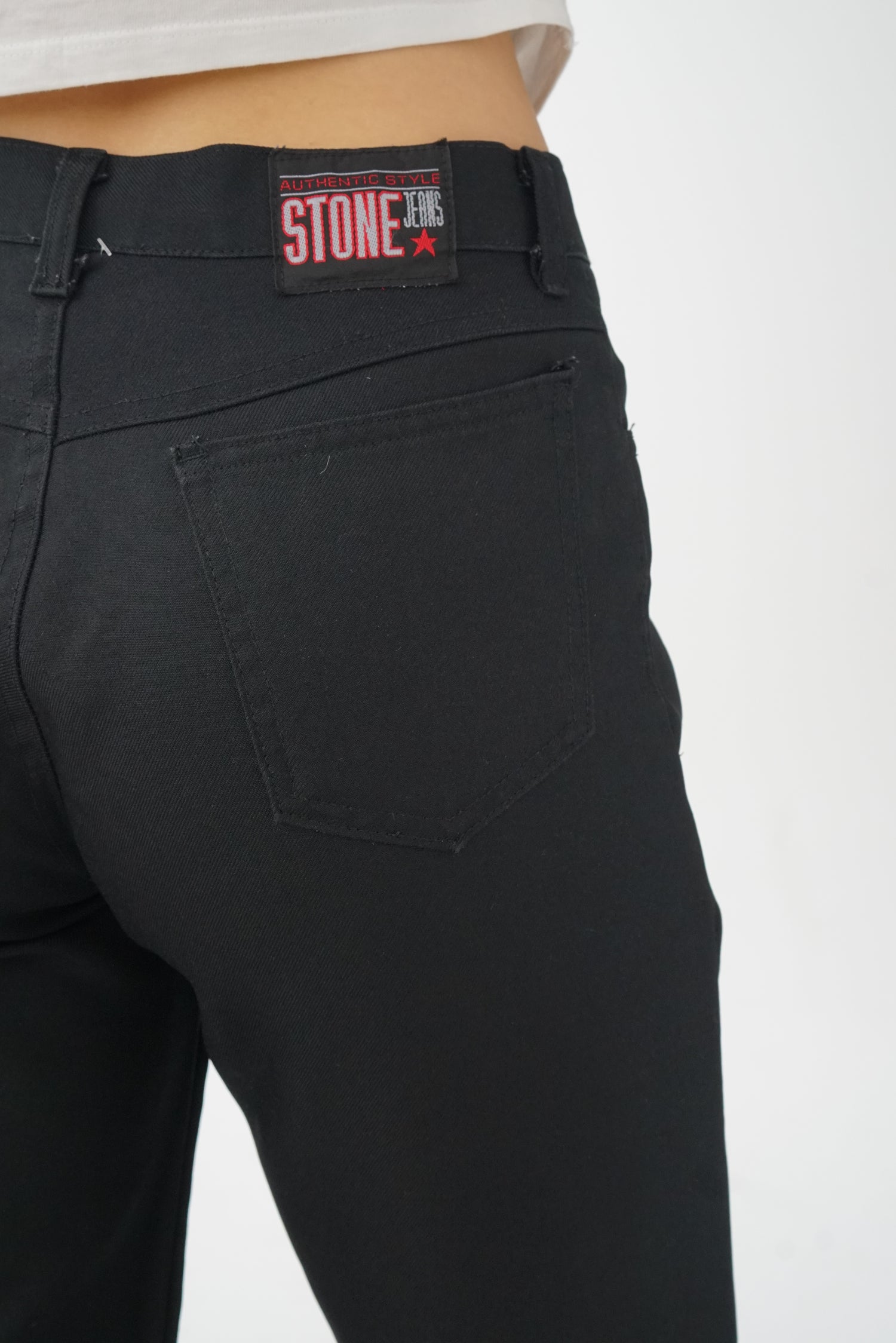 Pantalon noir vintage taille haute Authentic Style Stone Jeans taille 28