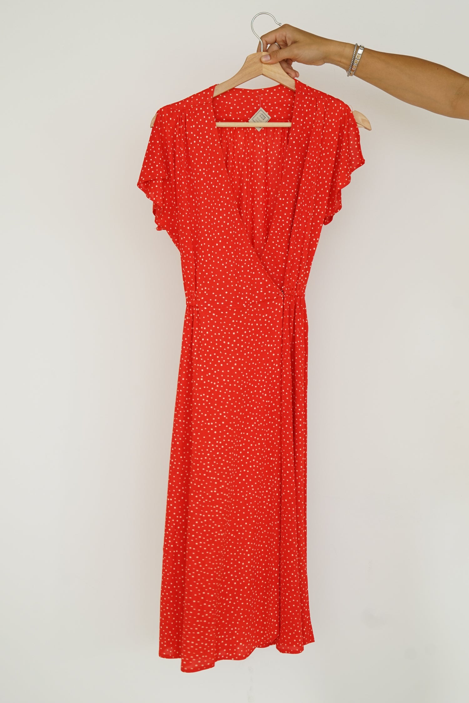 Robe cache cœur vintage rouge à pois pour femme taille S