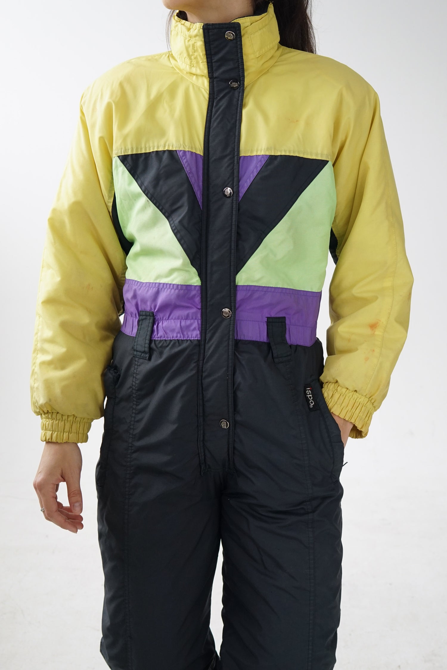 Ispo one piece de ski-doo haut jaune bas noir   *usé