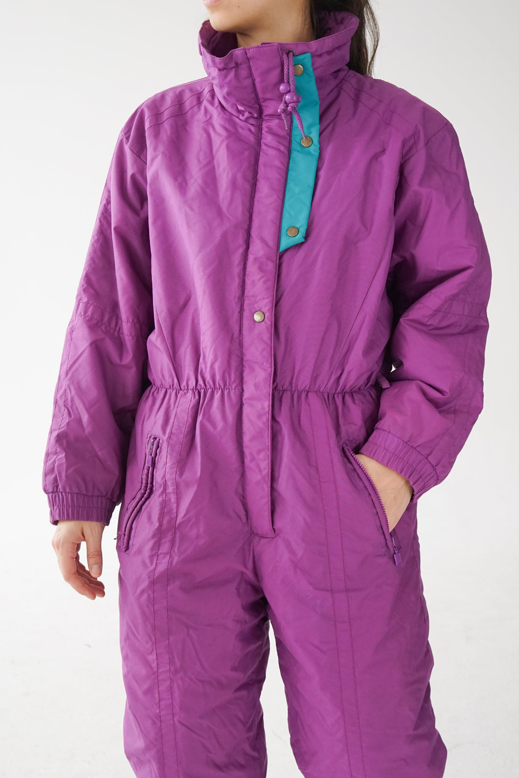 One piece rétro Newface ski suit, snow suit mauve unisex taille 10 (S-M)