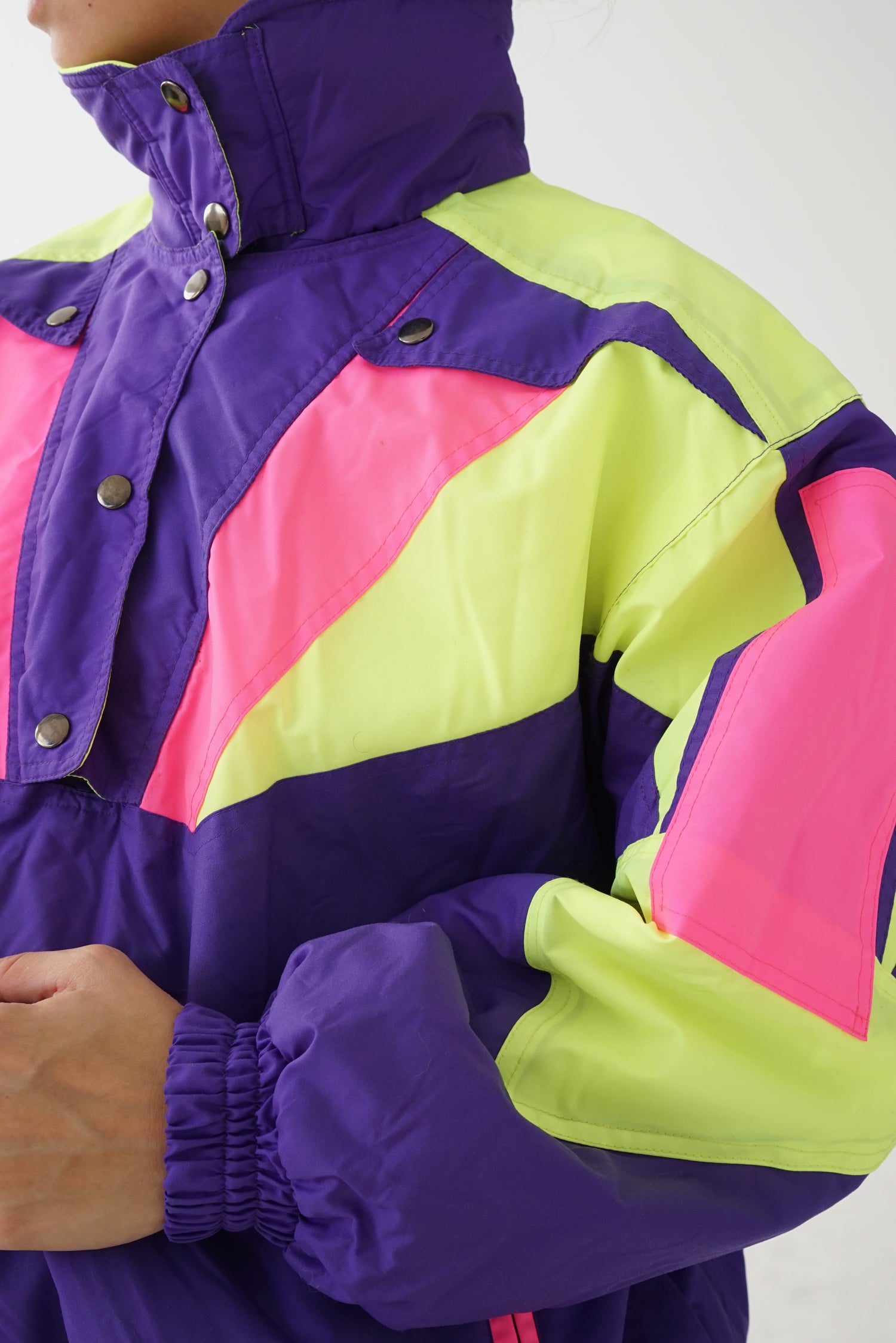 Manteau rétro fluo New Face jamais porté mauve et jaune fluo/rose unisexe taille M