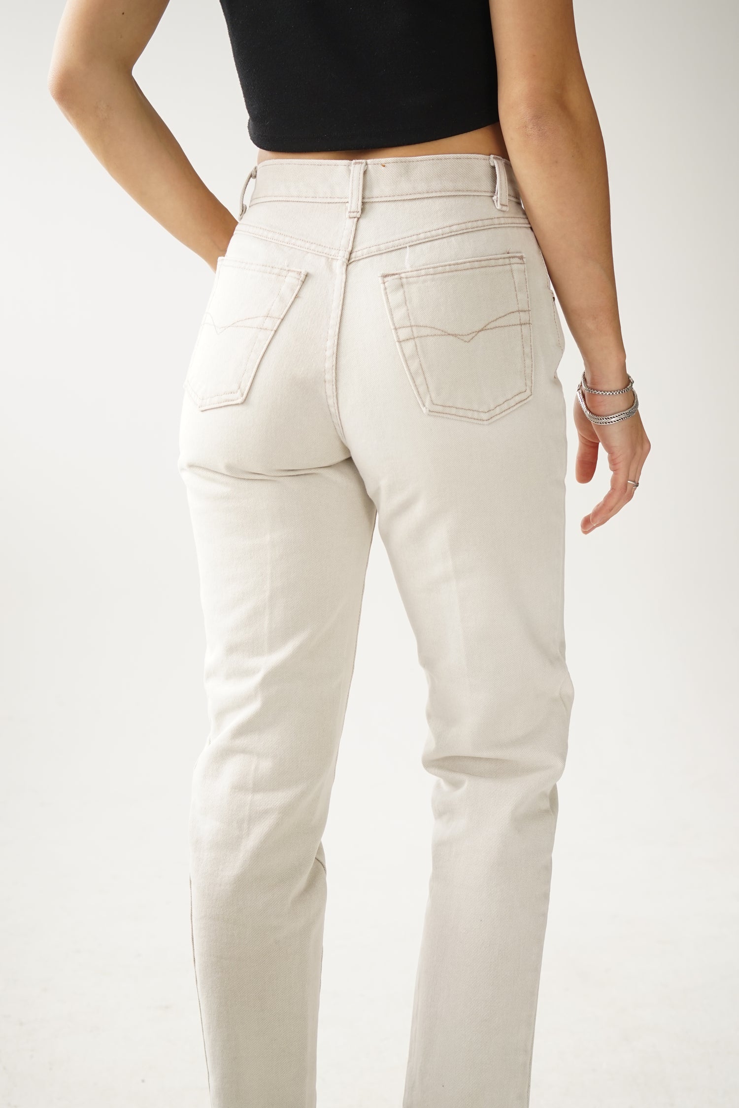 No Brand mom jeans vintage taille 26 beige