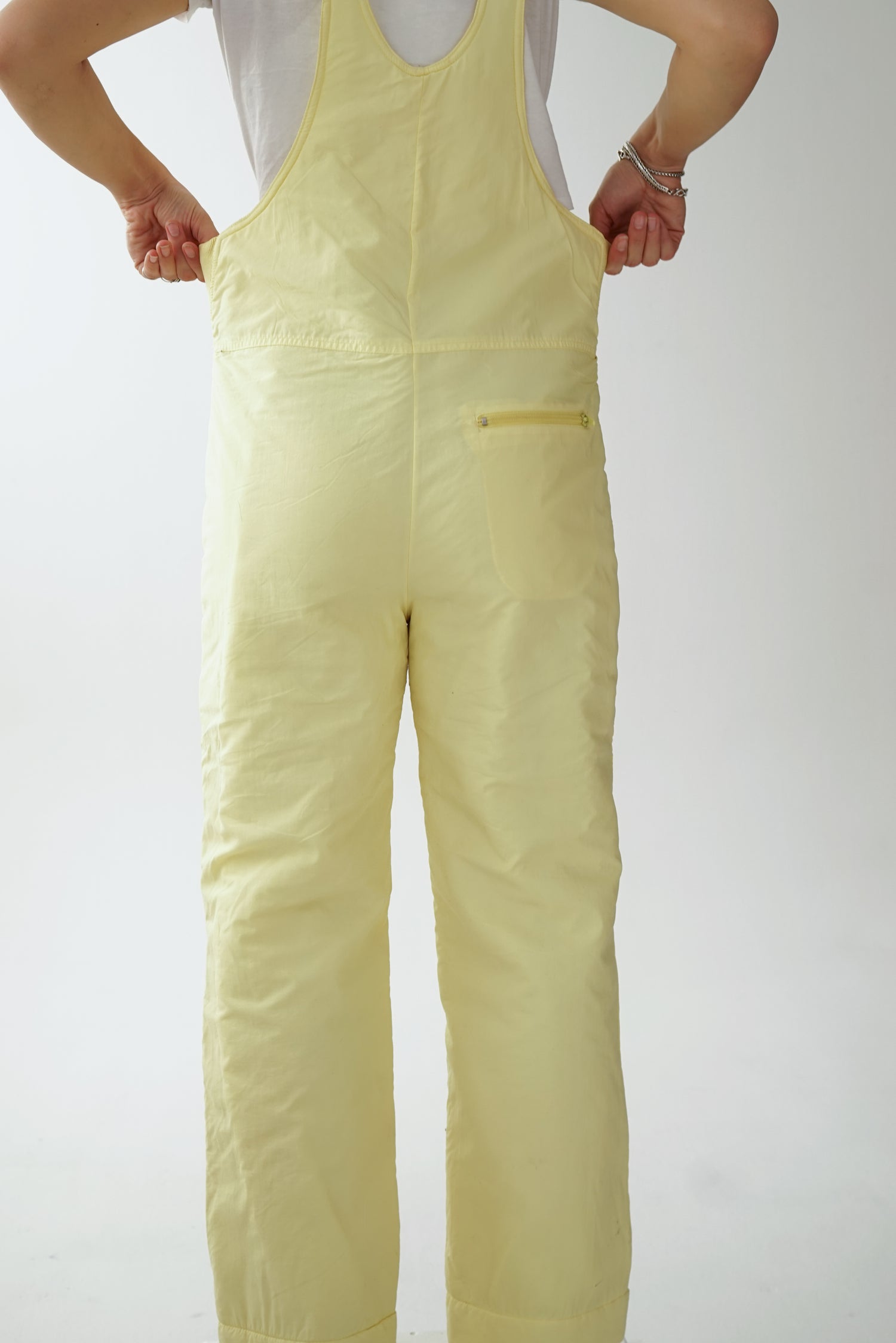 Vintage Bay Sport light yellow overalls snow pants for women size M