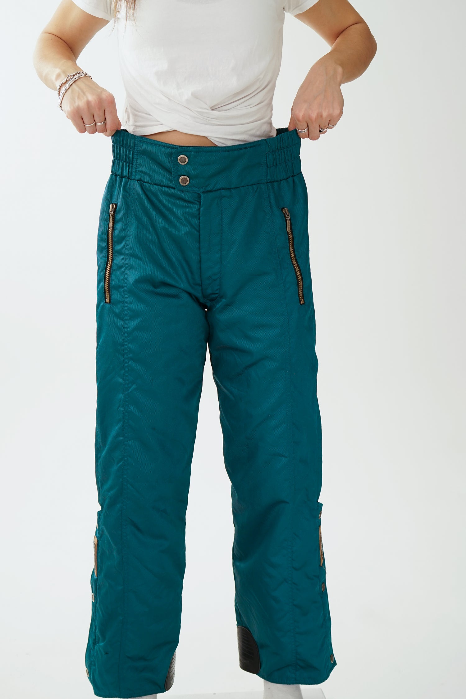 Pantalon de neige vintage Schneider turquoise métallique taille 32