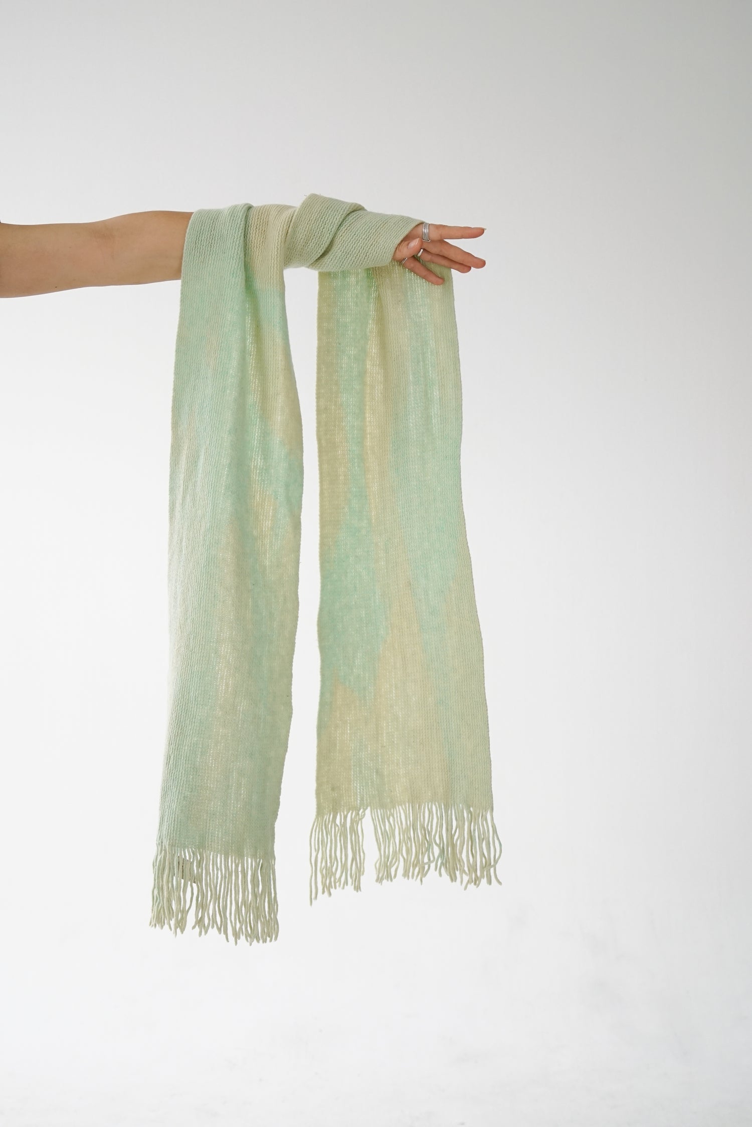 Foulard couleur jade marbré wool blend