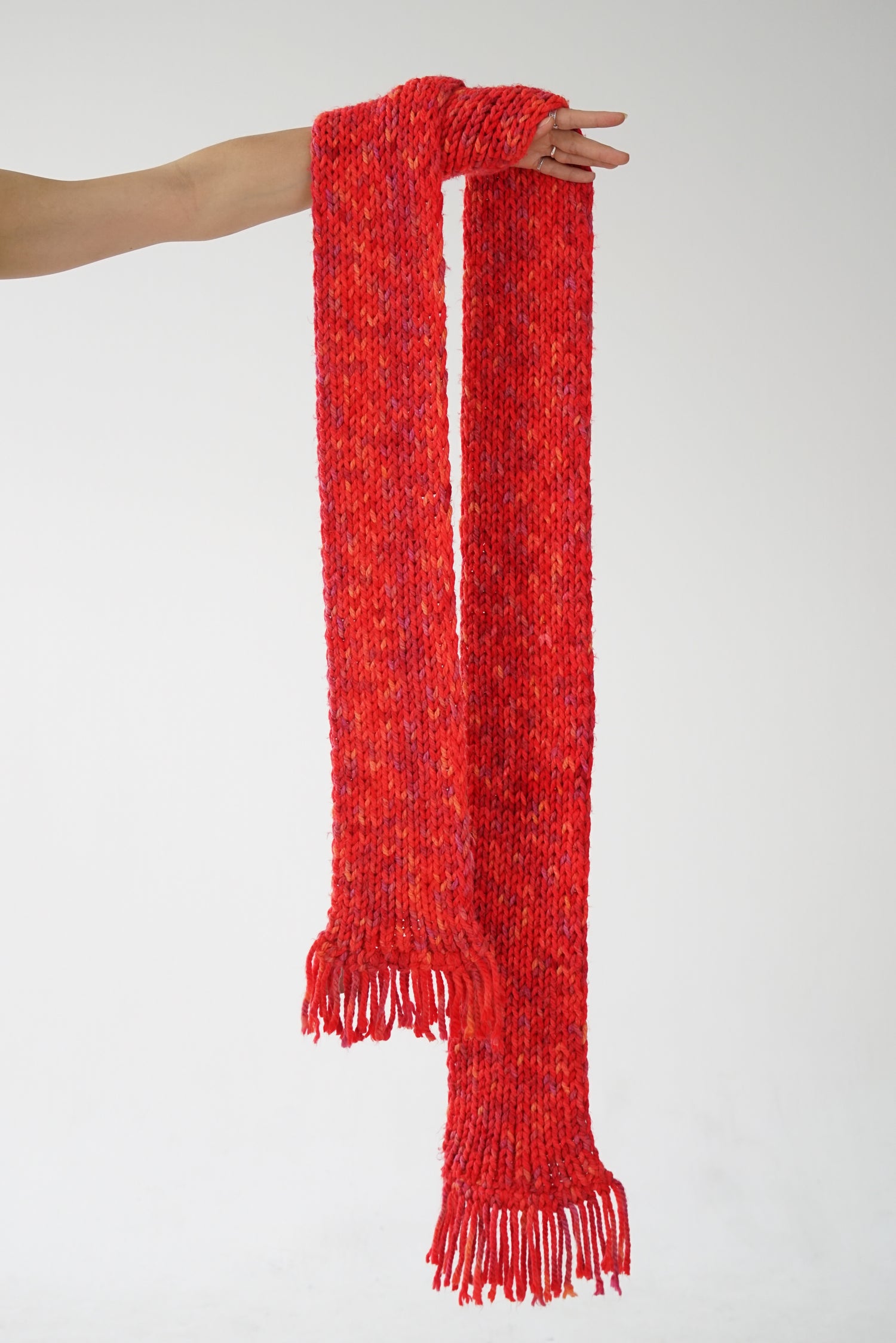 Foulard en tricot rouge/orange