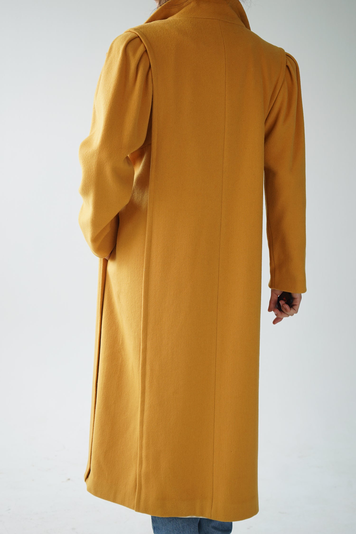 Vintage long wool coat in yellow made in Canada