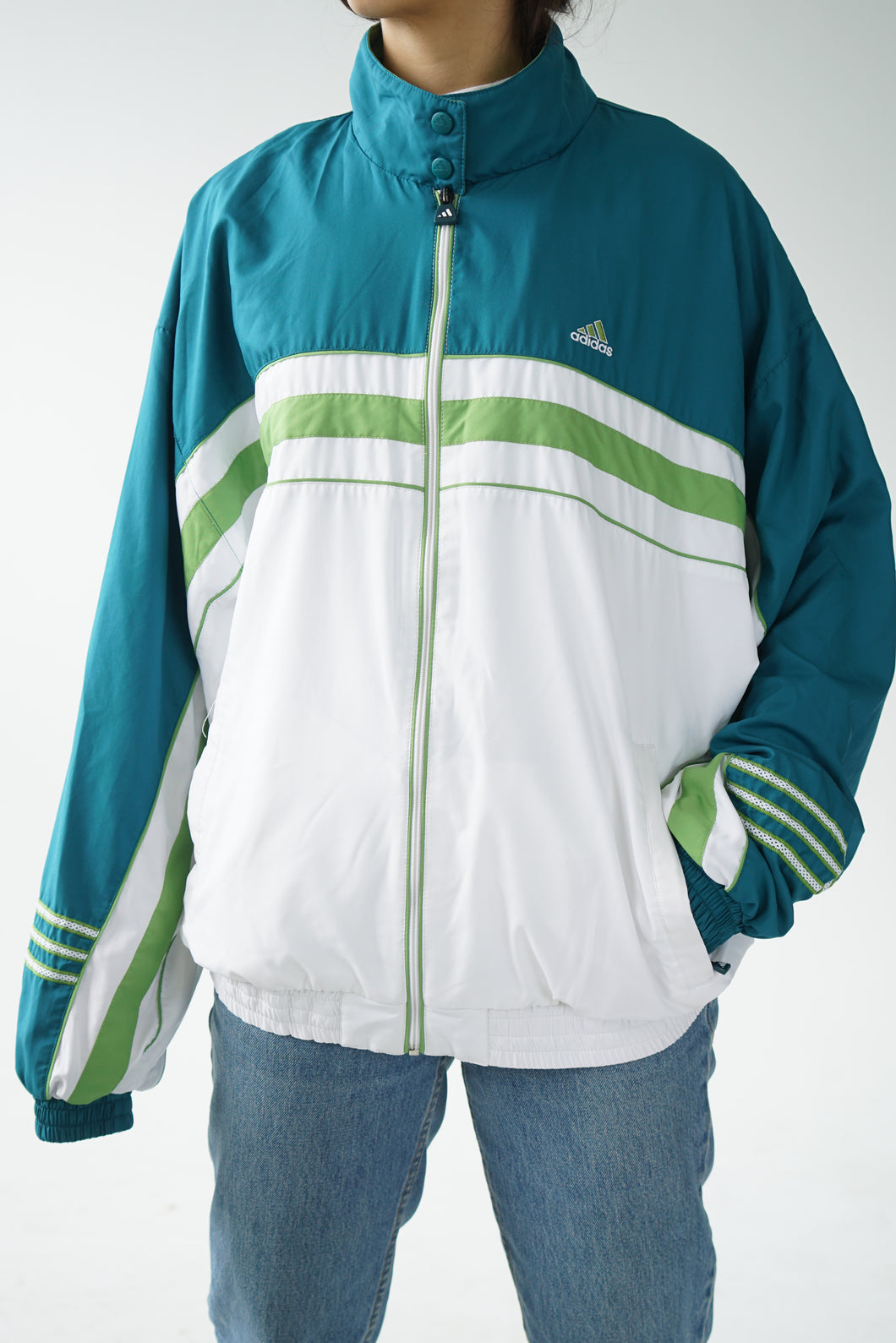 Track suit vintage Adidas blanc et vert