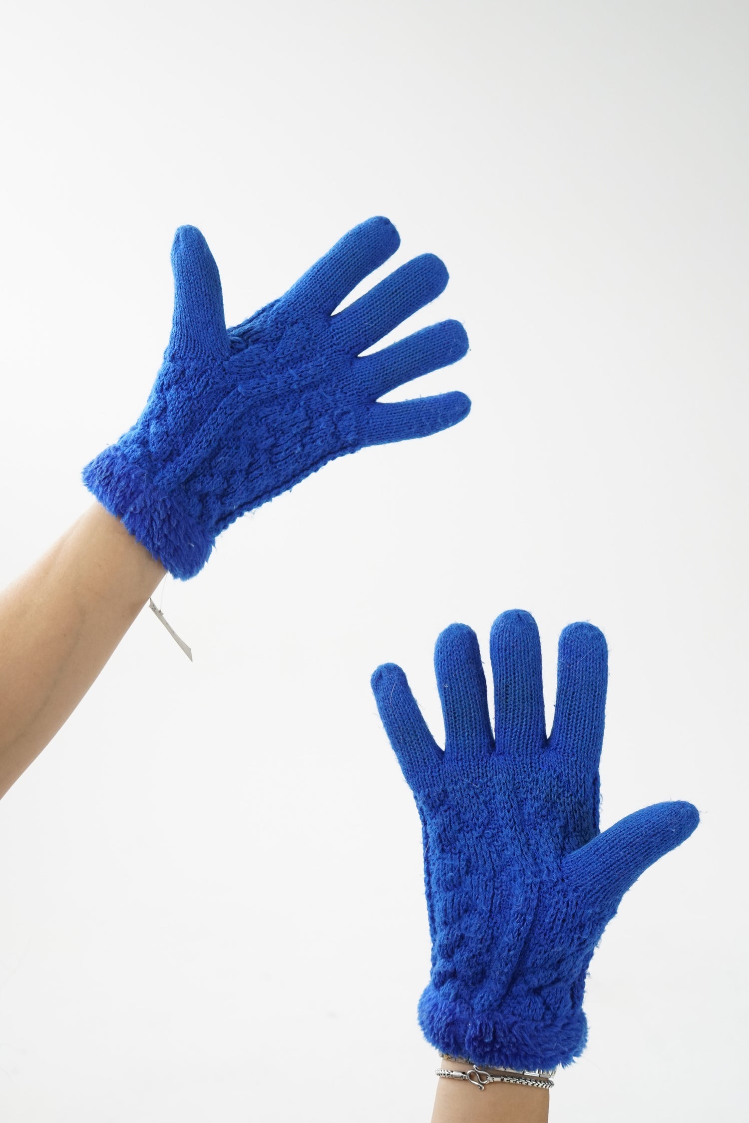 Gant en tricot bleu pour femme taille S