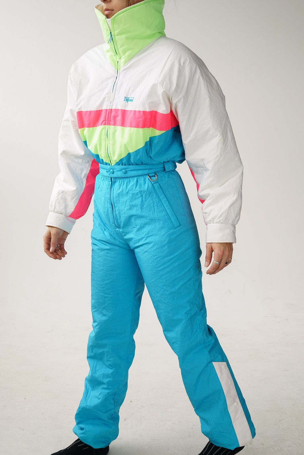 One piece Ditrani rétro fluo ski suit, snow suit pour femme taille 12 (S-M)
