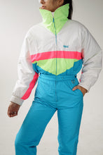 Load image into Gallery viewer, One piece Ditrani rétro fluo ski suit, snow suit pour femme taille 12 (S-M)
