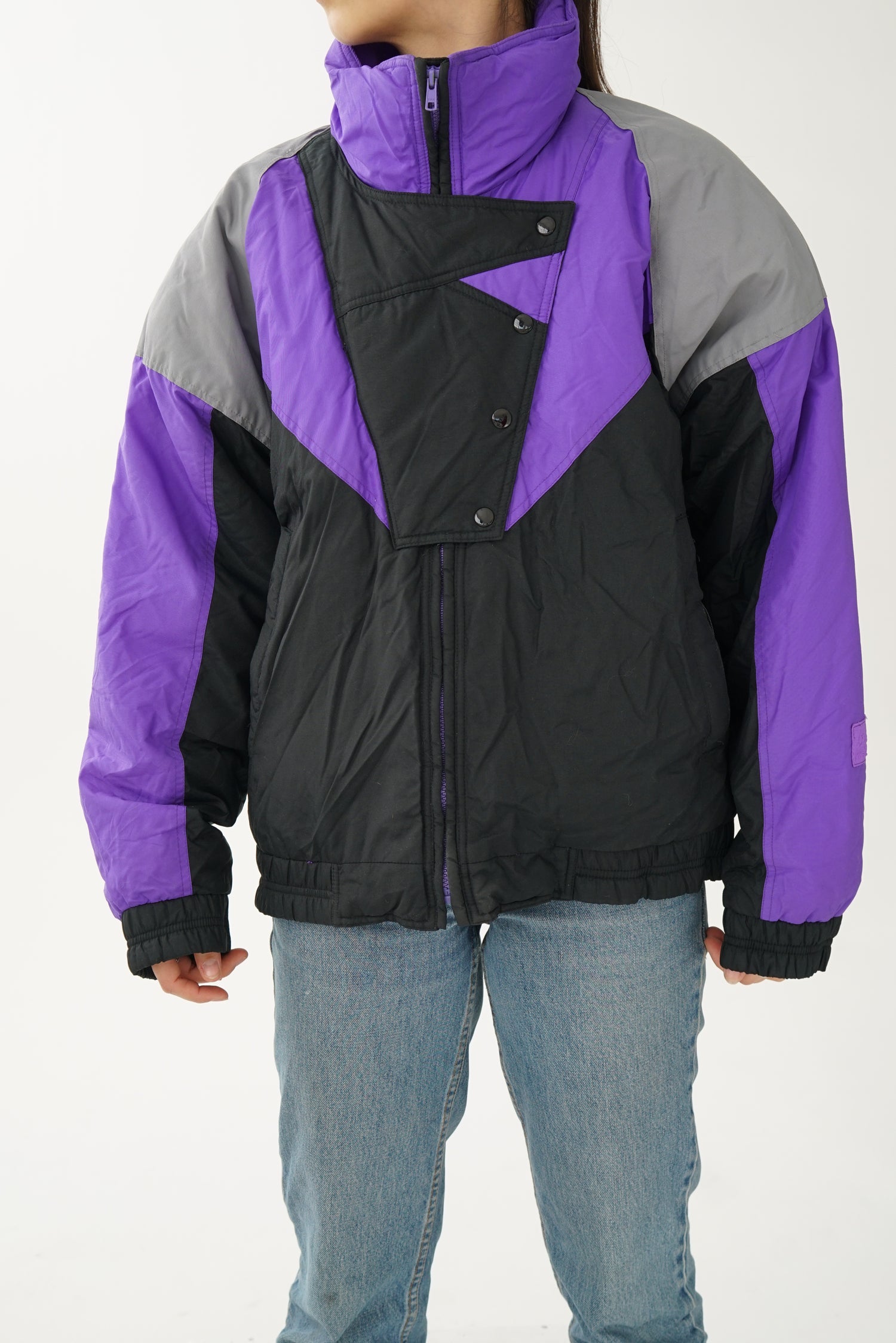 Manteau rétro Prostyled noir et mauve taille 14