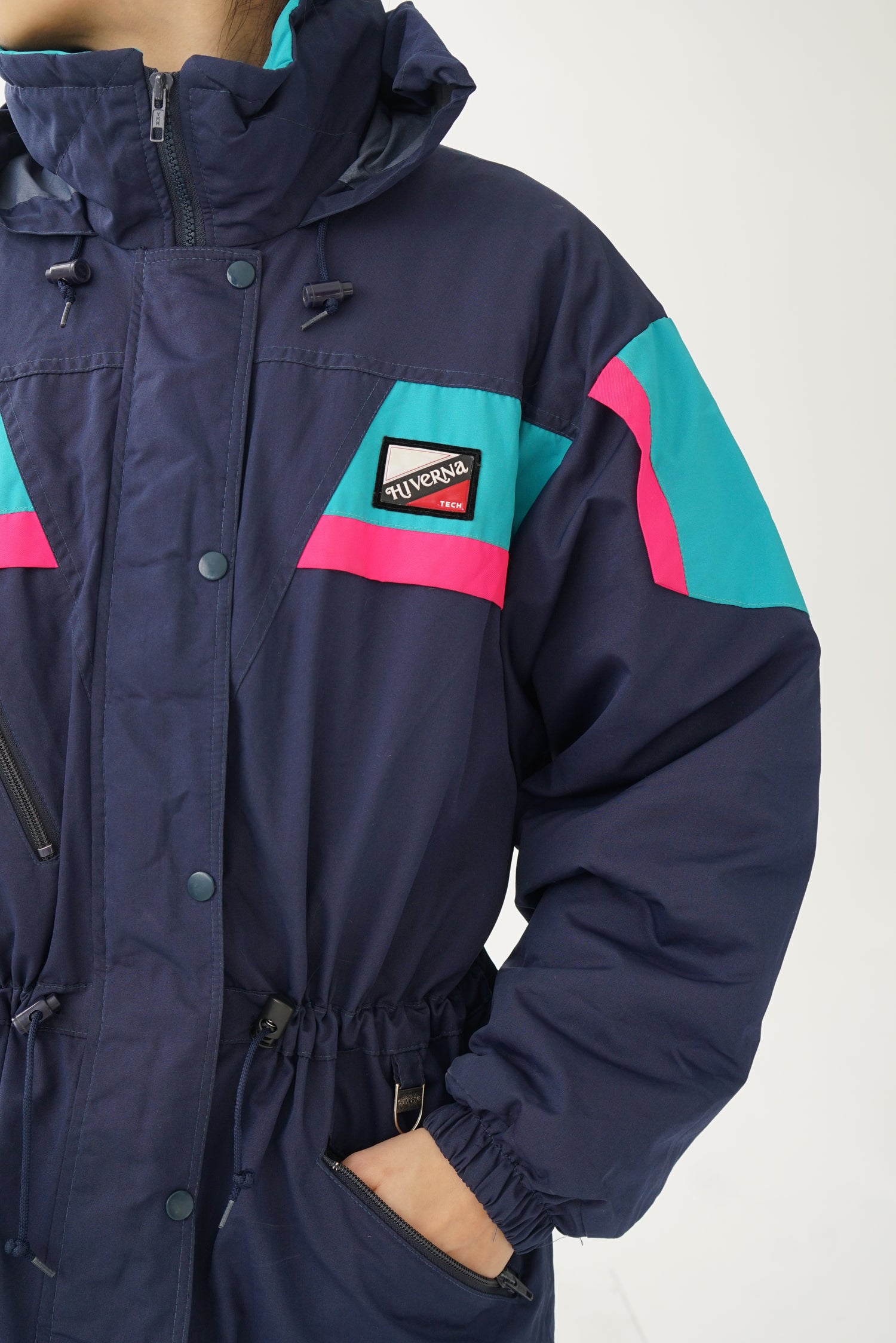 Manteau Hiverna bleu marin et rose fluo pour femme taille 14