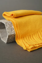 Load image into Gallery viewer, Yellow fleece fringed scarf
