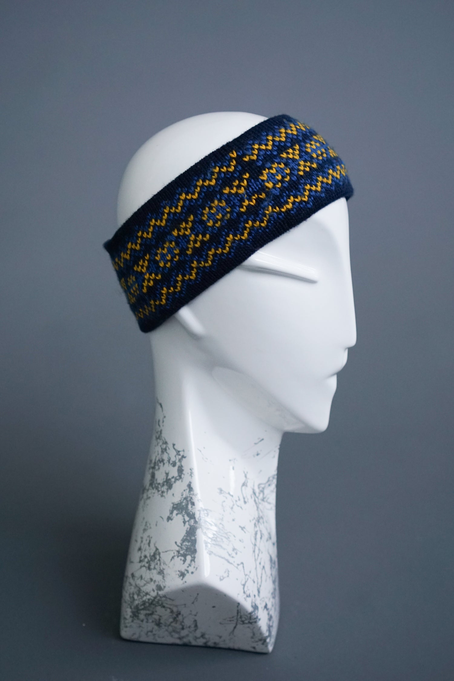 Vintage black, blue and yellow headband
