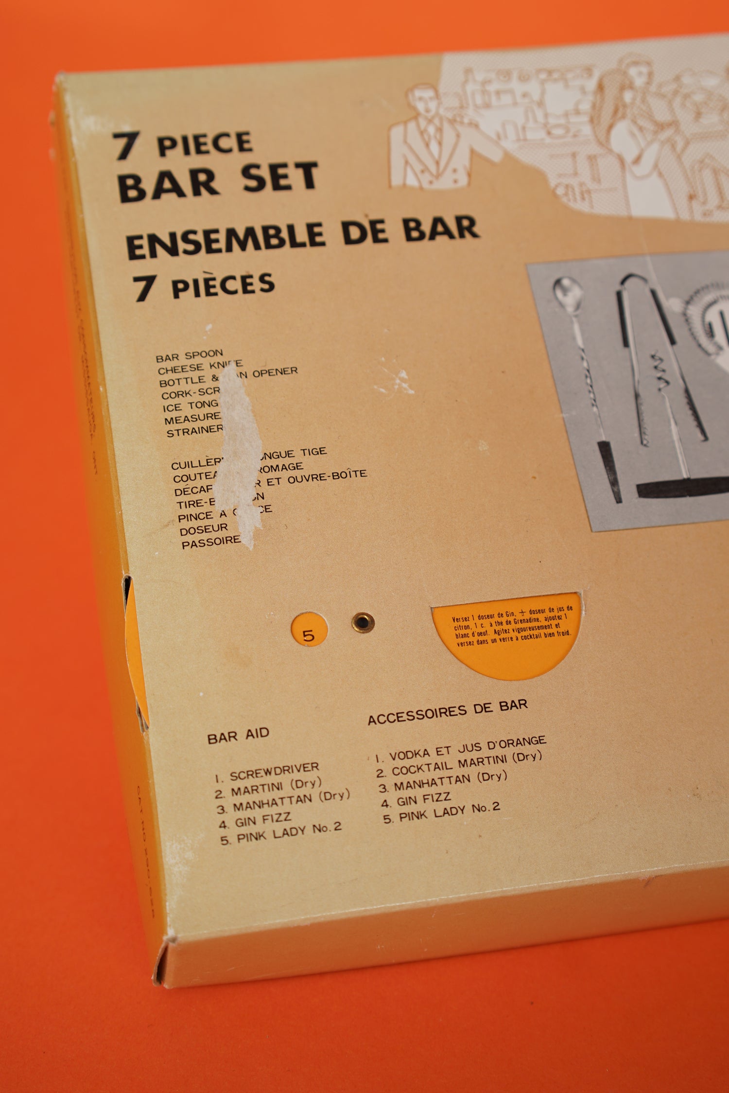 Ensemble de bar vintage en bois dans leur boite Made in Japan
