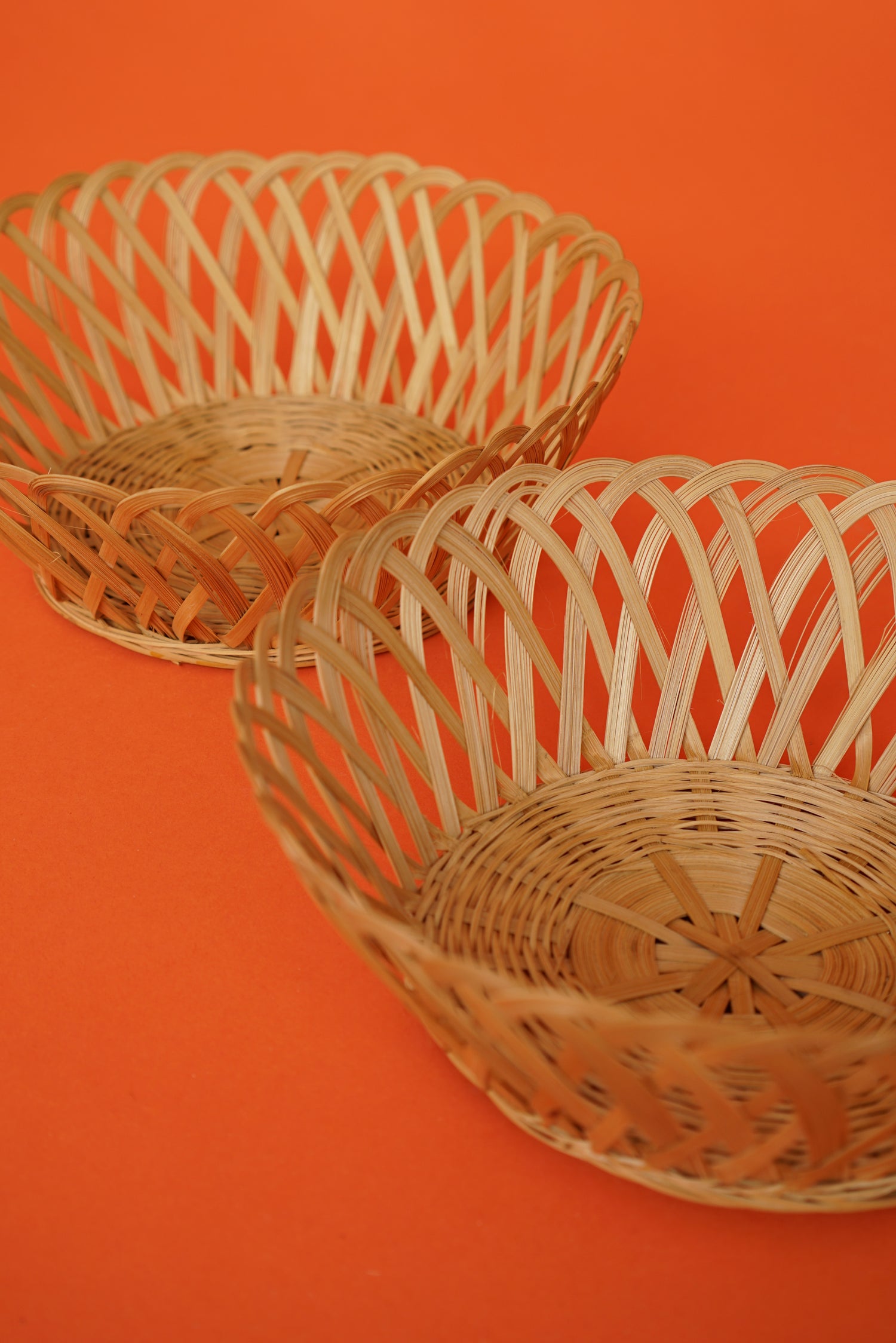 Duo of rattan baskets 8.5''