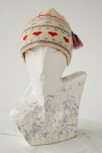 Charger l&#39;image dans la galerie, Tuque en laine vintage Murray Merkley beige avec motifs et pompom taille S
