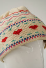 Charger l&#39;image dans la galerie, Tuque en laine vintage Murray Merkley beige avec motifs et pompom taille S
