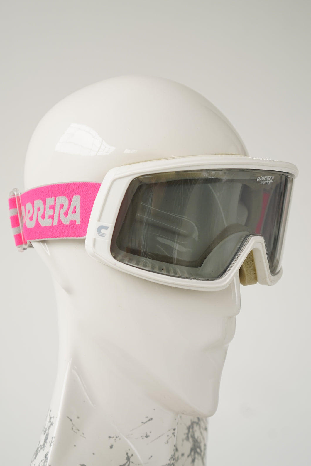 Lunette de ski vintage Carrera Pioneer Everclear blanche et rose fluo taille standard